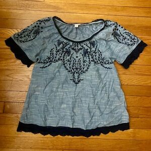 Sundance Blue Embroidered Blouse
